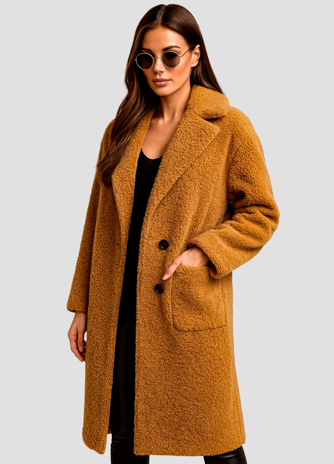 Manteau Long Teddy Capuche