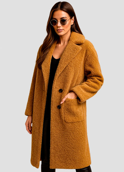 Manteau Long Teddy Capuche