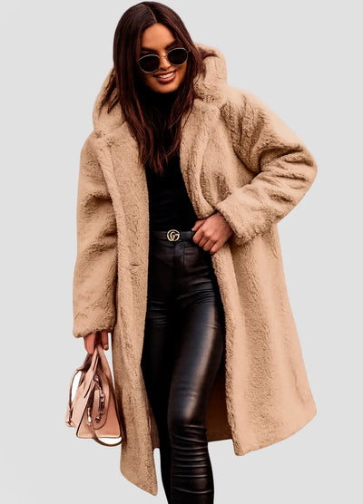 Manteau Long Teddy Capuche