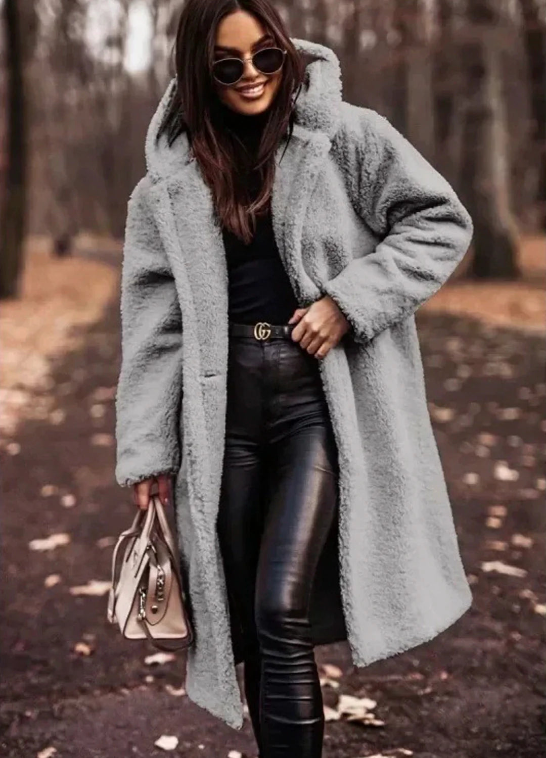 Manteau Long Teddy Capuche